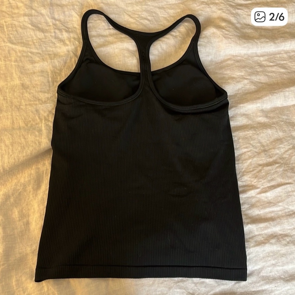 Athleta Ribbed Racer Back Black Tank size Medium - Picture 2 of 5